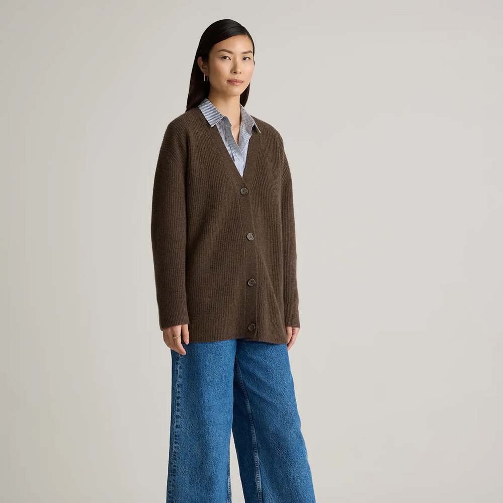Mongolian Cashmere Oversized Boyfriend Cardigan Sweater